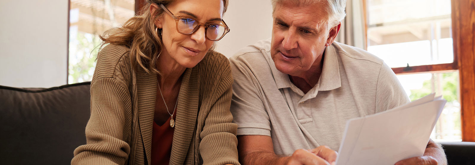 Mature couple going over finances